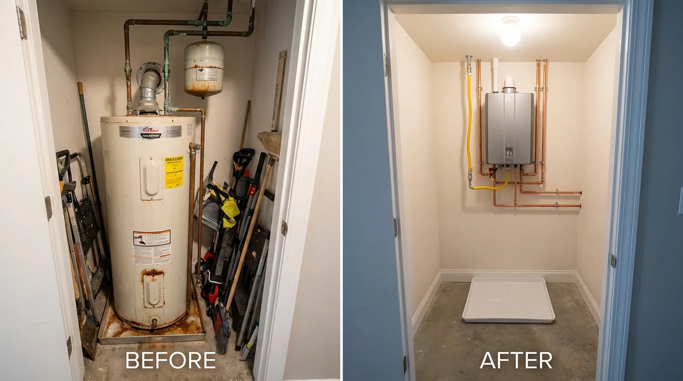 Tank water heater versus wall-mounted tankless unit comparison for Lewistown, MT homeowners